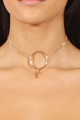 Gold Double Chain Circle Cross Choker - Eleni-Accessories