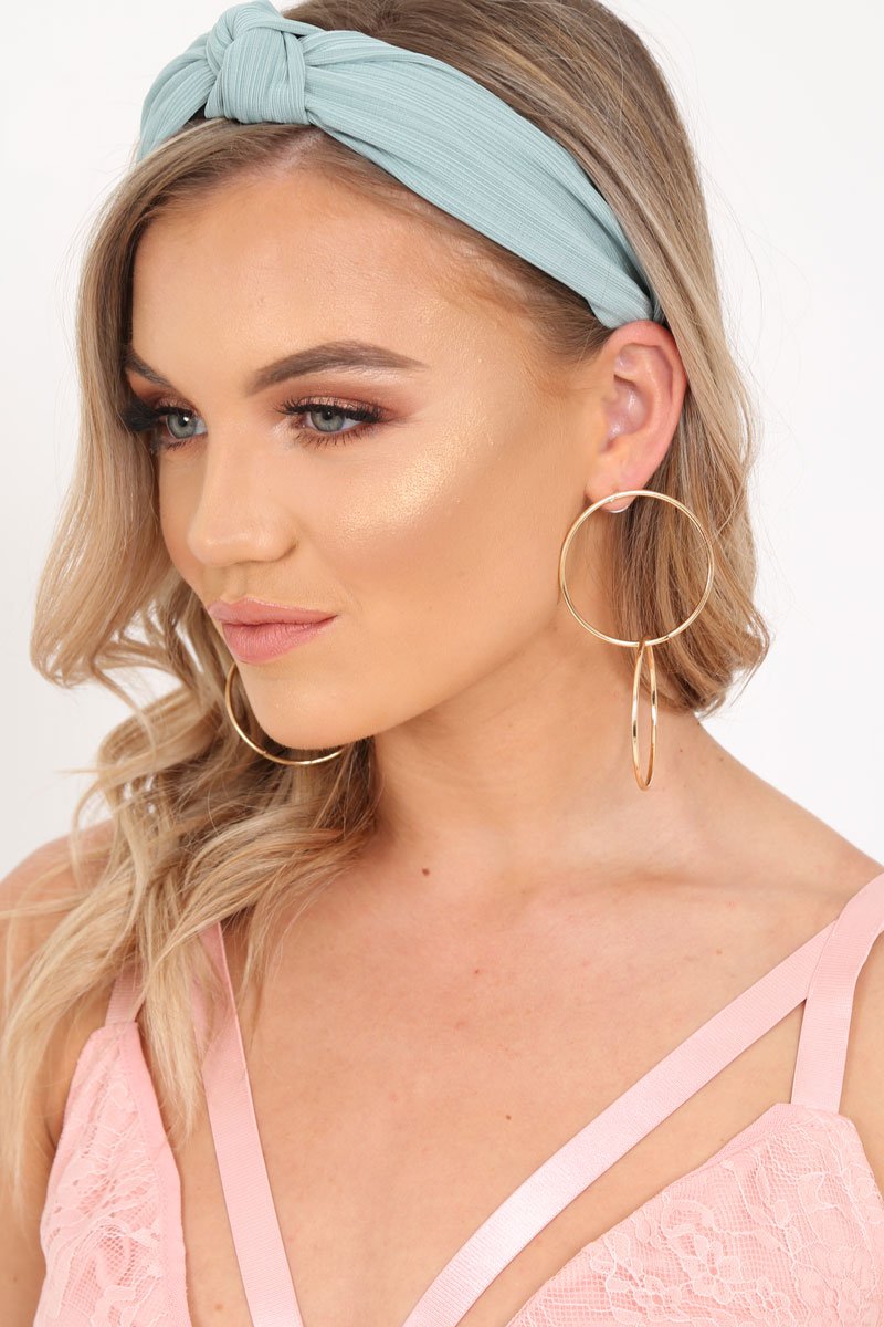 Gold Double Hoop Drop Earrings - Leyna-Jewellery