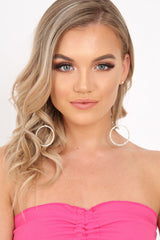 Gold Drop Diamante Circle Earrings - Minka-Jewellery