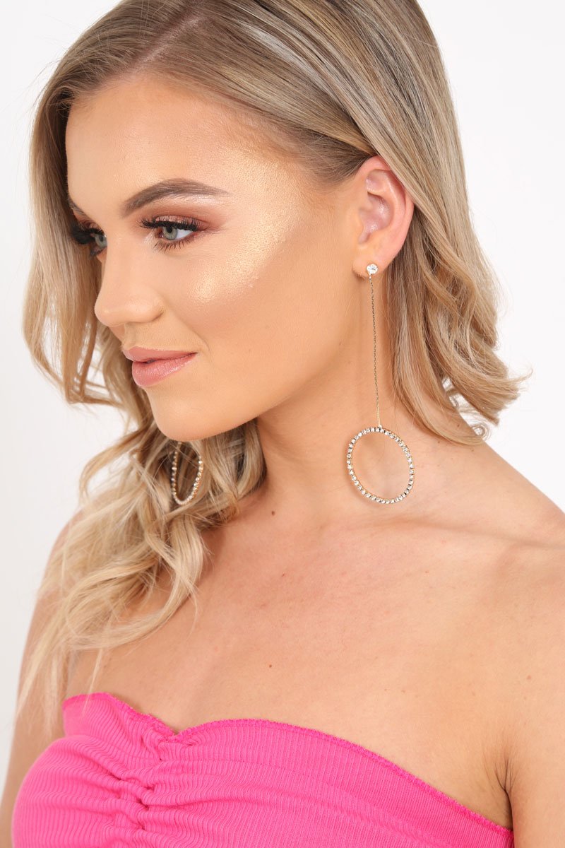 Gold Drop Diamante Circle Earrings - Minka-Jewellery