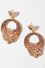 Gold Embellished Drop Hoops - Rosie-Jewellery