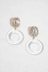 Gold Embellished Gem Clear Resin Earrings - Inaya-Jewellery