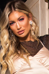 Gold Embellished Gem Clear Resin Earrings - Inaya-Jewellery