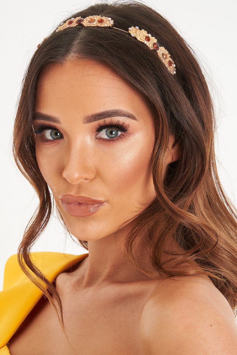 Gold Embellished Hair Band - Zamina-Hair