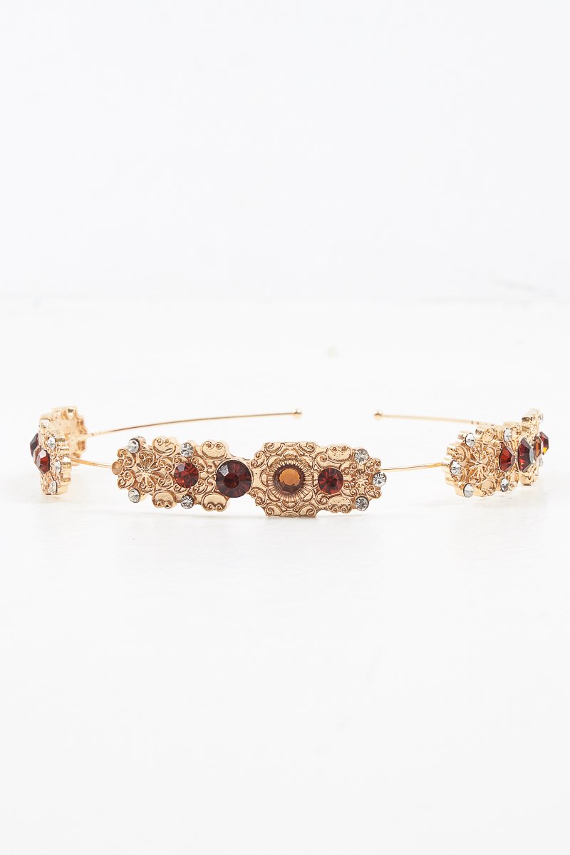 Gold Embellished Hair Band - Zamina-Hair