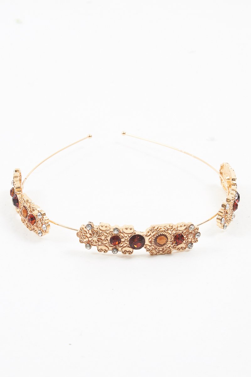 Gold Embellished Hair Band - Zamina-Hair