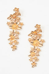 Gold Floral Statement Drop Earrings - Weslie-Jewellery