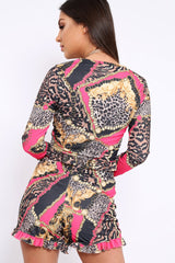 Gold & Fuchsia Frill Chain Print Co-Ord - Haidy-Co-ords