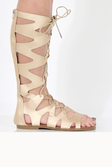 Gold Gladiator Tie Up Sandals - Fergie-Sandals