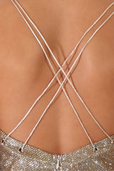 Gold Glitter Cross Back Strappy Playsuit - Jaclyn-Playsuits