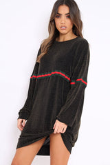 Gold Glitter Stripe Jumper Dress - Finley-Dresses