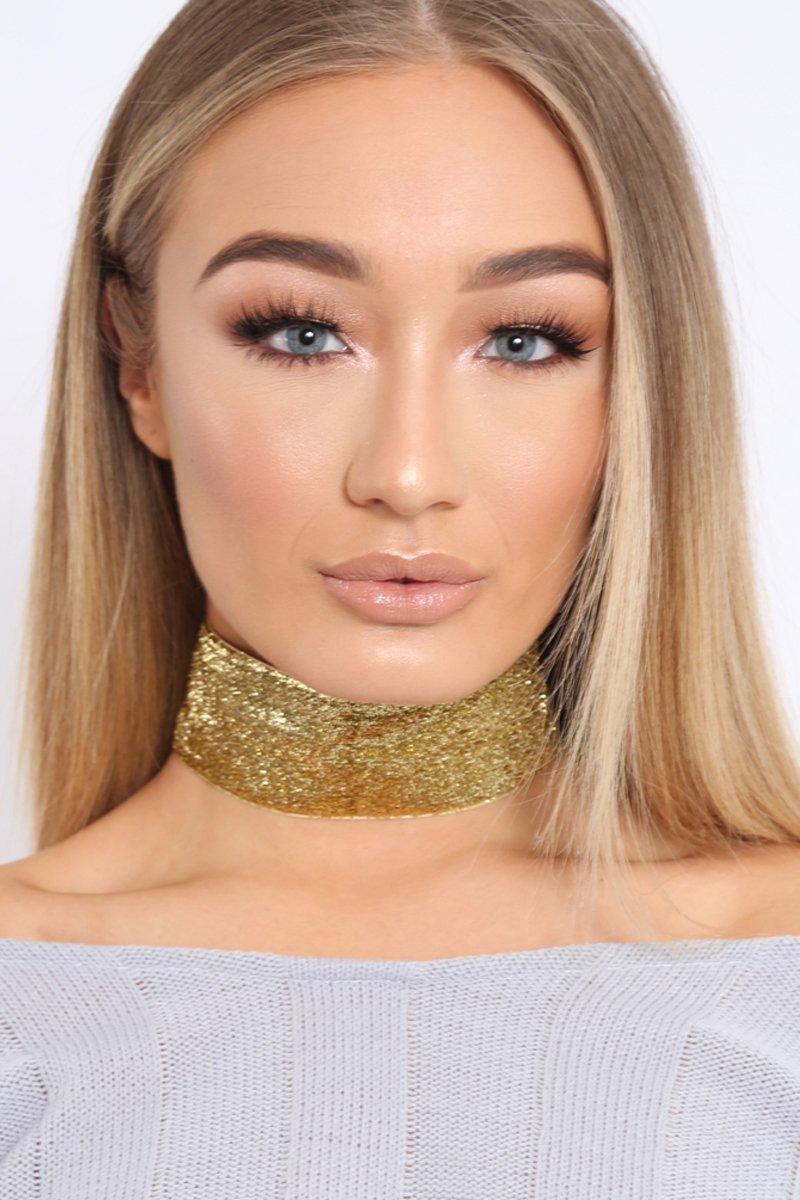 Gold Glitter Wide Choker Aala