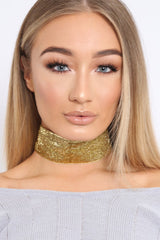 Gold Glitter Wide Choker - Aala-Chokers