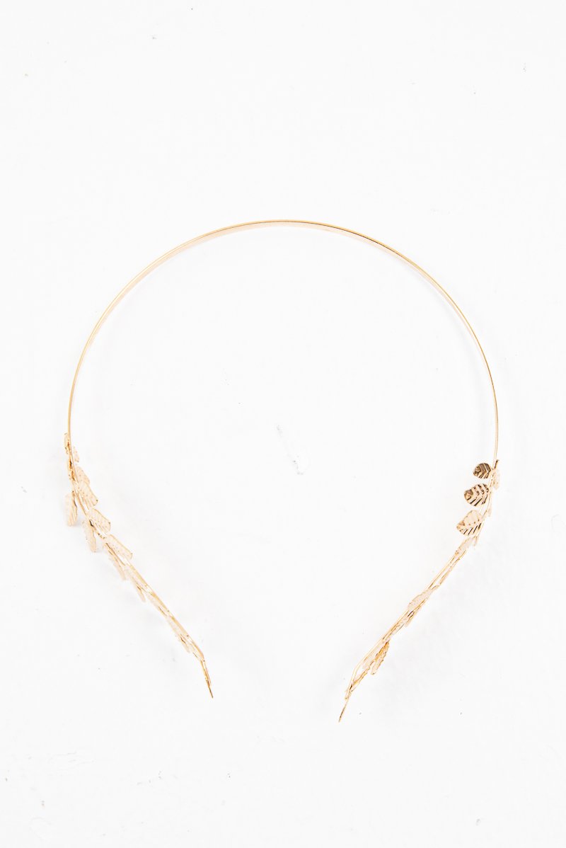 Gold Greek Goddess Style Leaf Headband - Aarianna-Hair
