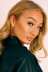 Gold Hammered Detail Abstract Earrings - Yovana-Jewellery