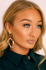 Gold Hammered Detail Abstract Earrings - Yovana-Jewellery