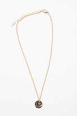 Gold Hammered Disc Drop Necklace - Elysse-Jewellery