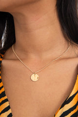 Gold Hammered Disc Drop Necklace - Elysse-Jewellery
