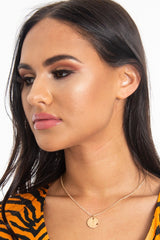 Gold Hammered Disc Drop Necklace - Elysse-Jewellery