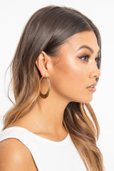 Gold Hammered Metal Flat Hoop Earrings - Cherry-Jewellery