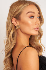 Gold Hammered Texture Disc Earrings - Ulani-Accessories