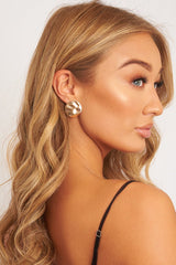 Gold Hammered Texture Disc Earrings - Ulani-Accessories