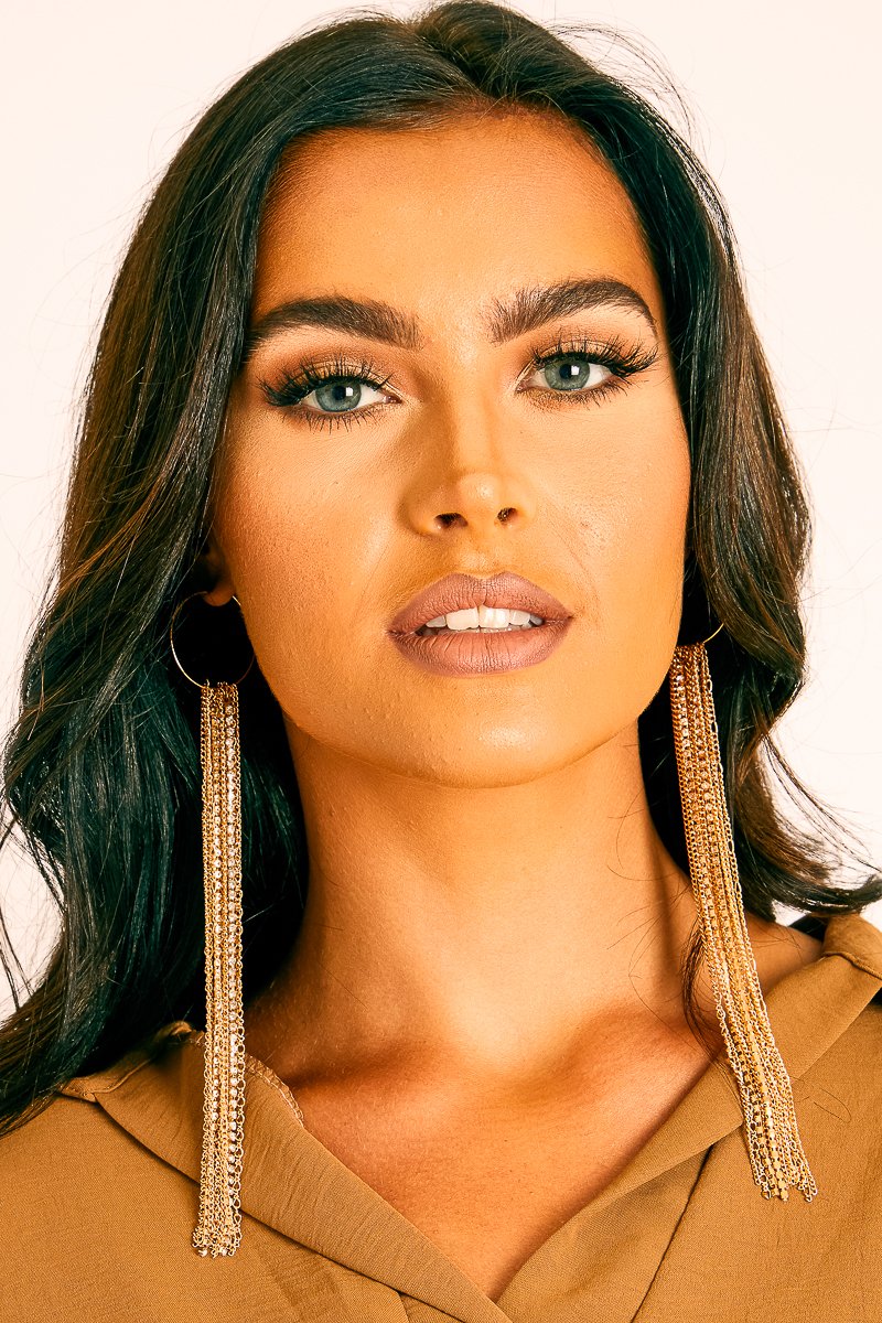 Gold Hoop Extreme Tassel Earrings - Fay-Jewellery