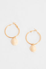 Gold Hoop Shell Drop Earrings - Evangelia-Jewellery
