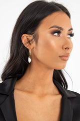 Gold Hoop Shell Drop Earrings - Evangelia-Jewellery