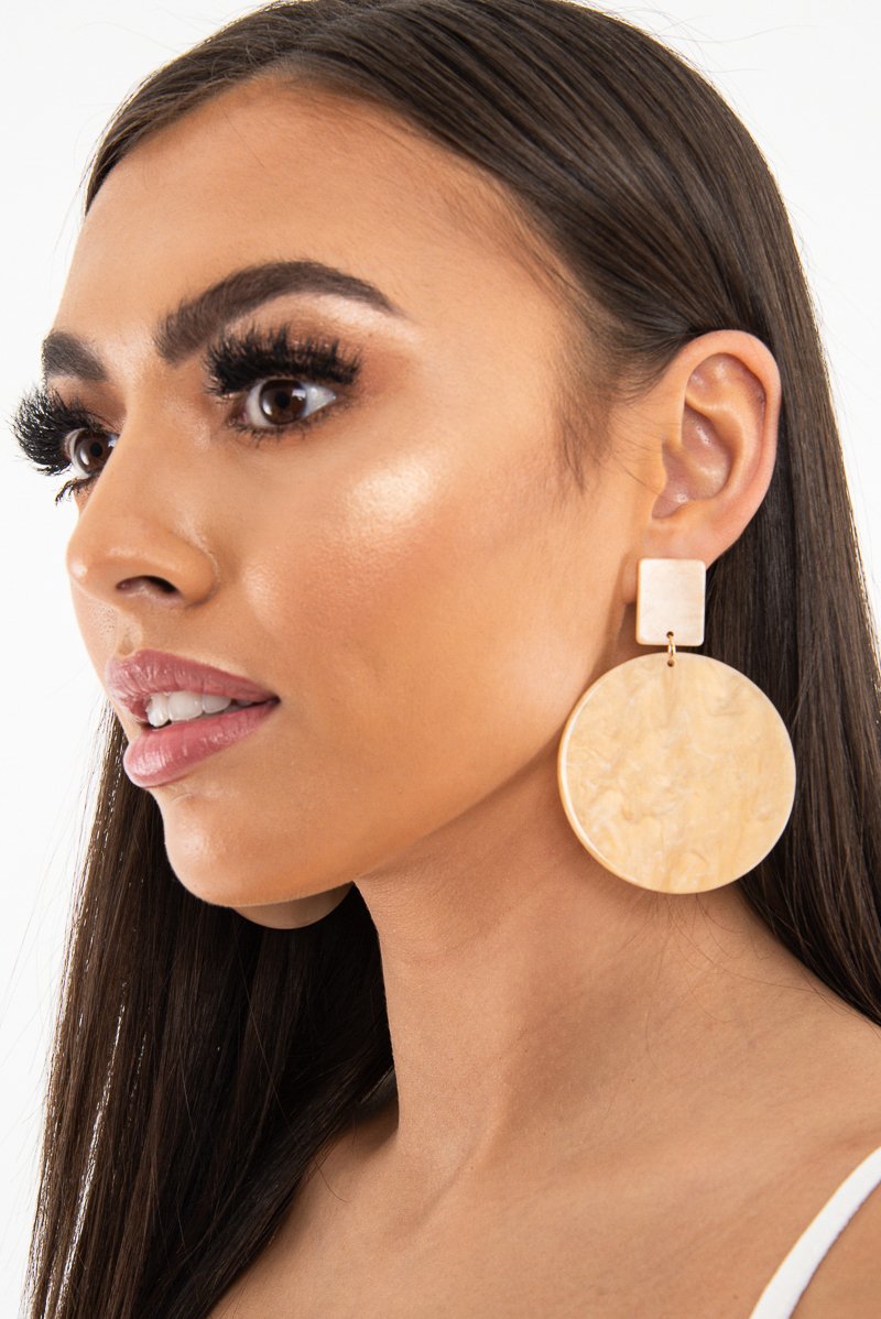 Gold Iridescent Round Drop Earrings - Jazara-Jewellery