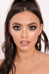 Gold Key Drop Hoop Earrings - Calii-Jewellery