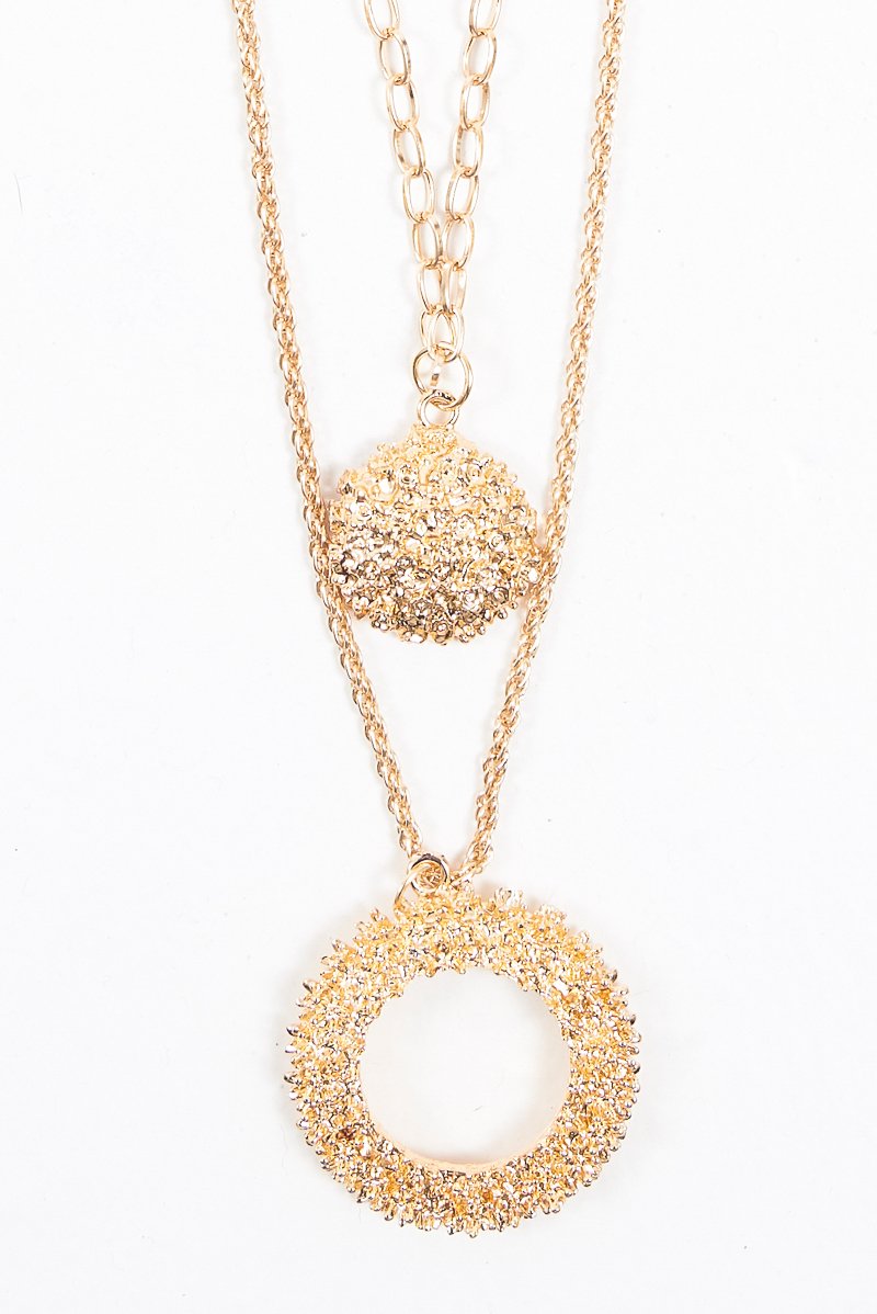 Gold Layered Circle Drop Necklace - Aries-Jewellery