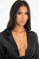 Gold Layered Circle Drop Necklace - Aries-Jewellery
