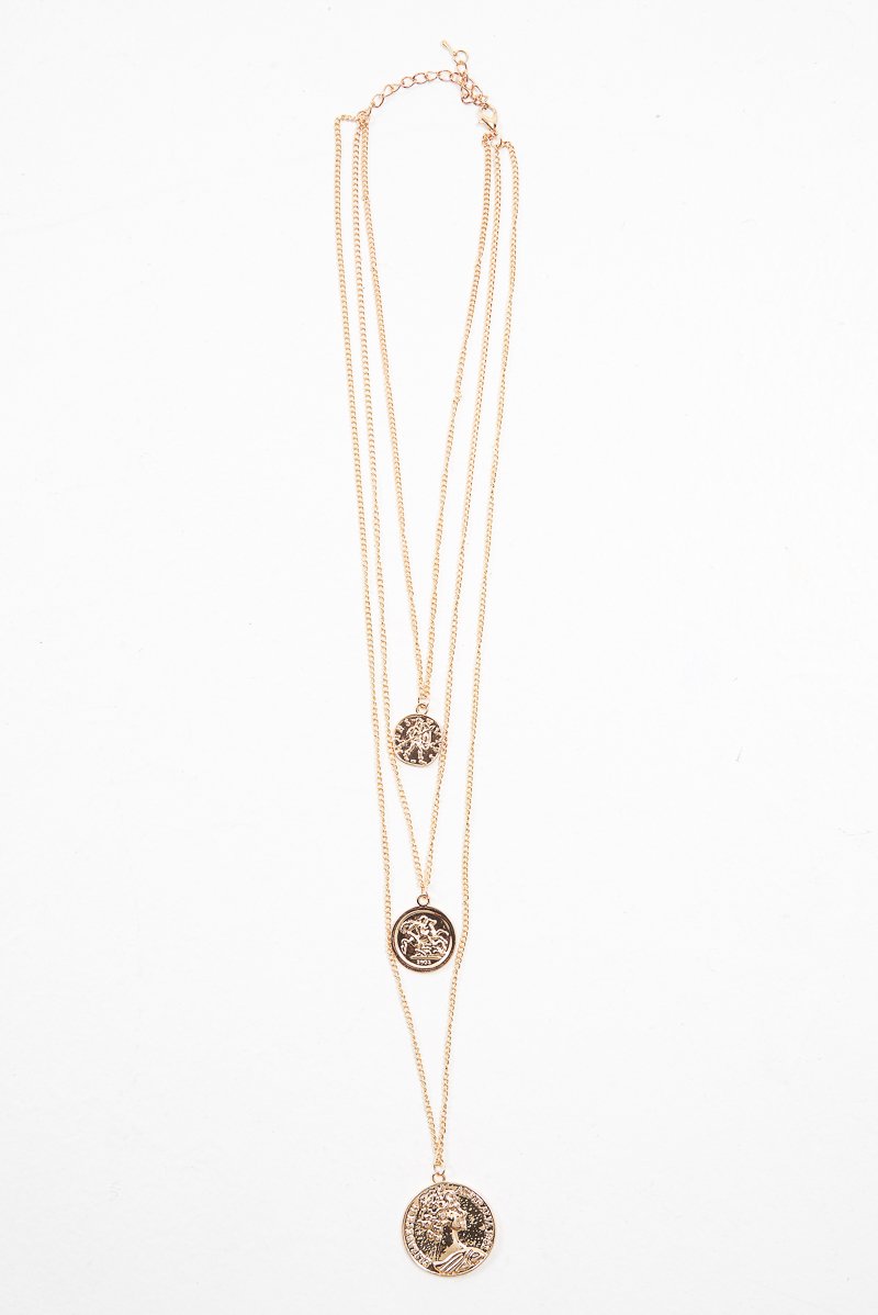Gold Layered Coin Necklace - Hatley-Jewellery
