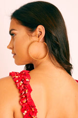 Gold Leaf Design Hoop Earrings - Roxi-Jewellery