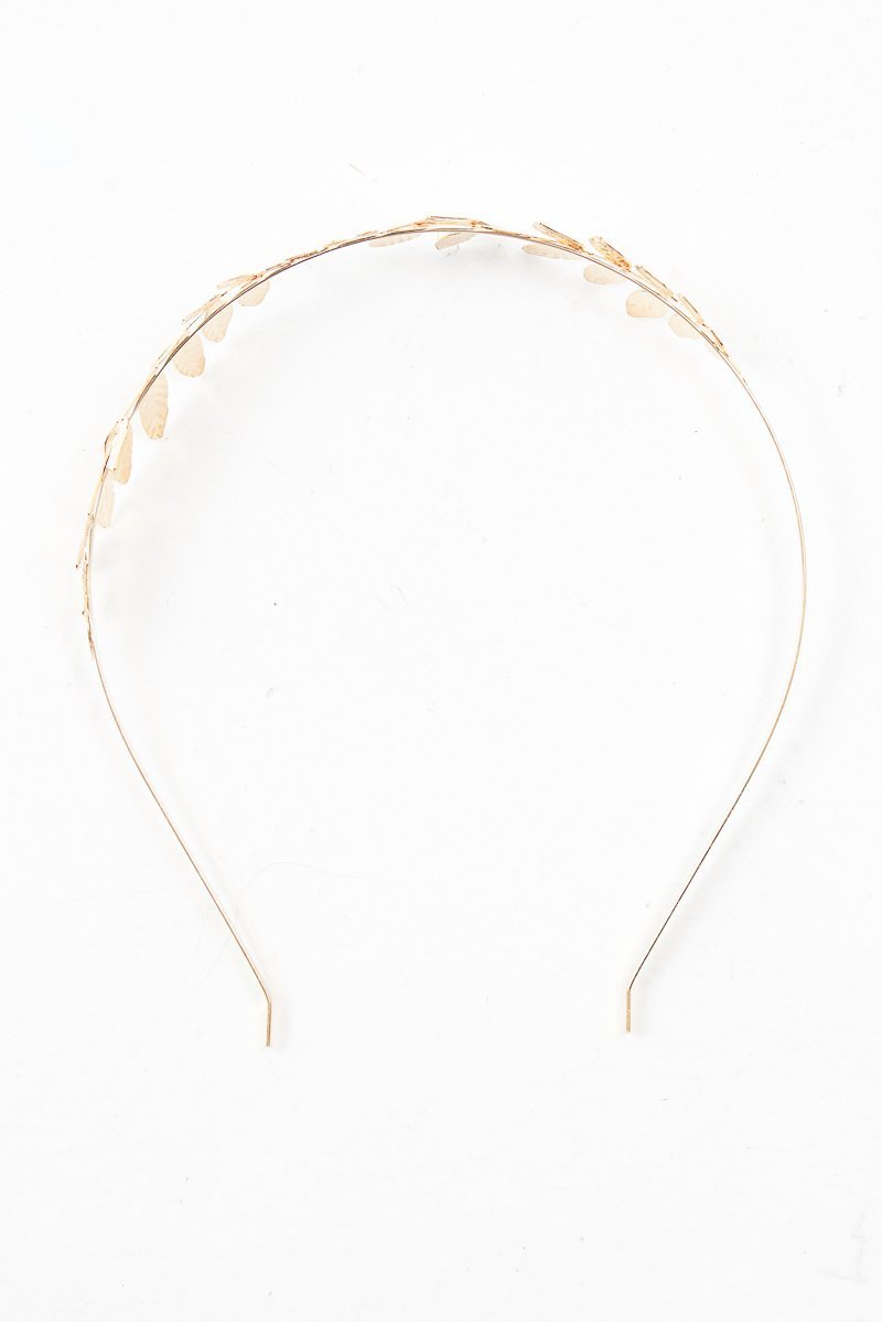 Gold Leaf Detail Metal Hairband - Kaylina-Hair
