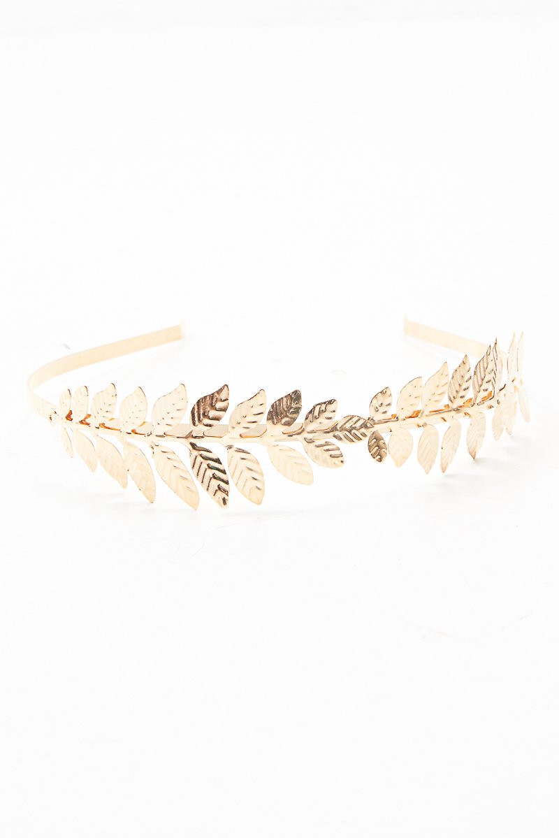 Gold Leaf Detail Metal Hairband - Kaylina-Hair