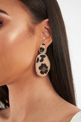 Gold Leopard Print Pony Hair Drop Earrings - Joana-Jewellery