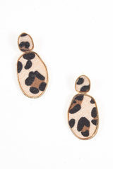Gold Leopard Print Pony Hair Drop Earrings - Joana-Jewellery