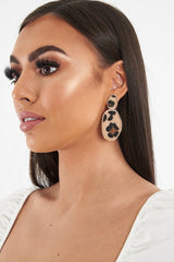 Gold Leopard Print Pony Hair Drop Earrings - Joana-Jewellery