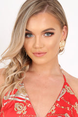 Gold Lion Head Diamante Hoop Earrings - Simba-Jewellery