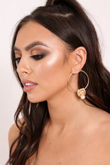 Gold Lion Head Pearl Hoop Earrings - Darinka-Jewellery