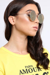 Gold Metal Frame Round 90's Sunglasses - Suki-Sunglasses