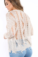 Gold Metallic Distressed Jumper - Hannan-Tops