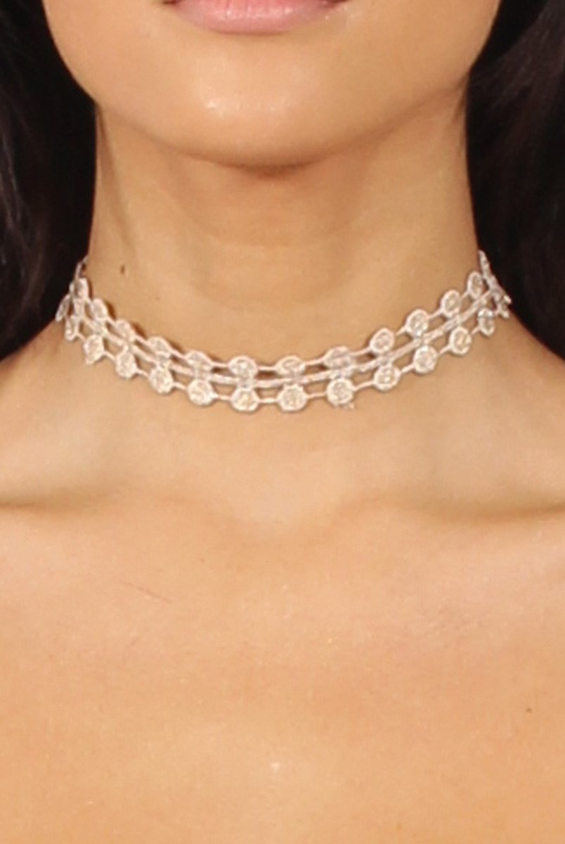 Gold Metallic Fabric Circle Choker - June-Accessories