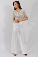 Gold Metallic Front Knot Batwing Top - Perrie-Tops