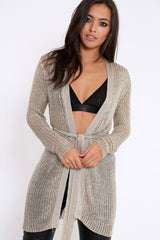 Gold Metallic Knit Cardigan - Celina-Knitwear