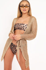 Gold Metallic Knitted Cardigan - Paysley-Tops
