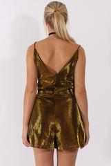 Gold Metallic Playsuit - Citron-Playsuits