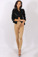 Gold Metallic Ribbed High Waisted Leggings - Yasmin-Dresses